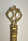 Antique Victorian Ornate Heavy Brass Handled Scissors   Sheath