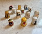 Vintage Souvenir Thimbles Lot Of 12 Porcelain Metal Travel Paris Istanbul