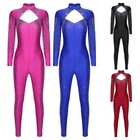 Womens Bodysuit Yoga Rompers Long Sleeve Jumpsuit Workout Leotard Gymnastics