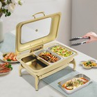 Chafing Dish Buffet Set Stainless Steel 3-grid Food Warmer W  Transparet Cover