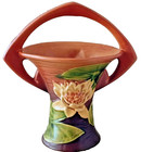 Vintage Roseville Pottery Brown Water Lily Basket  380-8 Mcm