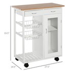 Rolling Kitchen Trolley Cart Bamboo Storage Cabinet Wire Basket Drawer