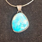 Vintage Large Navajo Sterling Silver Royston Turquoise Pendant Beautiful Colors