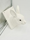 Vtg White Ceramic Rabbit Bunny Head Apron Towel Hook Kitchen Bathroom Japan Read