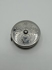 Vintage Made In W  Germany Silver Cloth Tape Measure Heart   Floral Pattern
