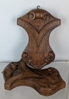 Pair Of Antique Deep Carved Oak Wood Shield Heraldic Crests Victorian Plaques