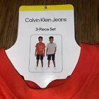 Calvin Klein Boys Kids  3-piece Short Set  Red  Nwt  Size 5 - 036