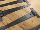 6 Large Strap T Hinges 15  Tee Hand Forged In Fire Barn Rustic Medieval Iron  