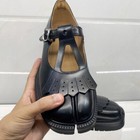 Womens T Strap Buckle Pumps Split Toe Mary Jane Shoes Real Leather 3 5cm Heel Sz