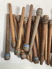 Wood Bobbins Quills Reclaimed Industrial 8  Wth Staples  Lot Of 30