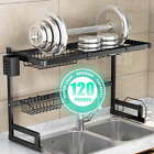 2 Tier Stainless Steel Kitchen Dish Drainer Dish Drying Rack  Black