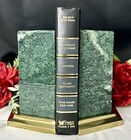 Decorative Crafts Marble Bookends Pair Green Stone Brass Heavy Vintage 14 5 Lbs