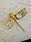 24k Gold Plated Austrian Crystal - Dragonfly   Magnet  - W hang Tag - New