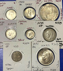 World All Diff Silver Coin Lot  Various Countries  Types  Sil Content  Etc 