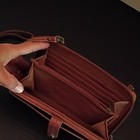 Women   s Brown Wristlet Wallet W  Strap  Zip Closure  Folding Credit Card Slots