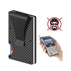 Men s Rfid Blocking Slim Money Clip Carbon Fiber Wallet Id Credit Card Holder