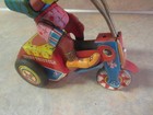 Vintage Yonezawa Japan Tin Friction Tricky Tricycle With Dog