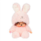 Sekiguchi Monchhichi Sitting Fluffy Bunny Doll Plush - 7  Monkey Plush - Nwt