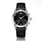 Stylish Azan Watch With Dual Time  Qibla  Calendar  And Blue Leather Strap 