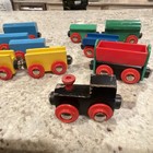 Lot Of Ten Vintage Wooden Brio Train Cars Thomas Compatible