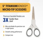 Westcott 5-inch Micro-tip Fabric Scissors With 5 Inches  White grey