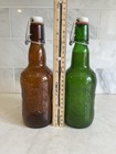 Grolsch Beer Bottles Vintage set Of 2 swing Top Amber Green holland