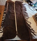 Vintage Western Chocolate Brown Suede Leather Rodeo   Show Chaps