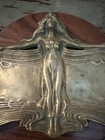 Artist Signed   Francis Renaud Art Nouveau Brass Antique Trinket Vanity Tray
