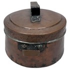 Antique Hand Hammered Copper Lidded Canister Pot With Lid Primitive Vintage