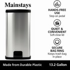 Mainstays Kitchen Trash Can  13 2 Gallon Plastic Step Garbage Bin With Lid  Silv