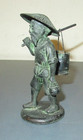 Oriental Asian Figure Man Statue Brass   Bronze Antique Patina Art