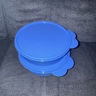 New Tupperware 1405 6  Round Storage Container Blue With Lid Lot Of 2