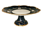 Vintage Royal Czech Porcelain Cobalt Blue Compote Pedestal Dish 12    Gold Trim Eu