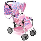 Baby Doll Double Stroller  Twin Buggy Carriage Pretend Play For Girls Kids Blue