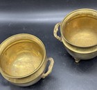 Vintage Set Of 2 Solid Brass Footed Planters Cachepots jardinieres W  Handles