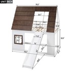 Twin Size House Bunk Bed Modern Loft Bed With Roof slide ladder For Kids Teens