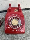 Vintage At t Cherry Red Rotary Desk Telephone  Phone 1980s 1970s Swag Bell