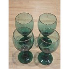 Vintage Libbey Green Wine Glasses Set Of 4 Gold Rim Water Goblets Stemware 7 25