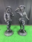 Antique French Spelter Cavalier Figures 12    Pair Musketeers 19th C Read