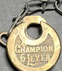 Padlock Push-key Pancake Champion 6-lever Antique vintage Lock-works Has Key