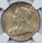1900 Great Britain Silver Shilling Ngc Ms 63 Neon Pink Toning