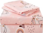 Pink Unicorn Kids Sheet Set Twin Size  3 Piece Girls Rainbow Printed Microfib   