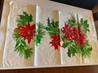 Vintage Linen Christmas Poinsettia   Holly Tea Towel 28  X 16  