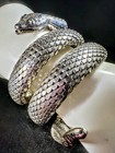 Vintage Whiting   Davis Triple Coiled Silver Tone Mesh Adjustable Snake Bracelet