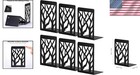 Durable Anti-rust Heavy Duty Bookends - Modern Black 3 Pair Set For Organizing