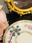 Antique Victorian Hat Pin Stick Star Shape Turquoise Stone 1 2    W  Rhinestones