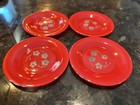 4 Cristal D arques Arc France Glass Salad Dessert Plate Red Rare Exc Cond