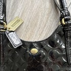Coach Black Signature Logo Tote Snap Closure Gold Hardware Lined Inner Pockets