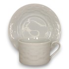 Studio Nova French Basket White Flat Tea Cup Saucer Set M2075 Japan Vintage 1987