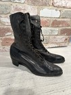Old Women s Edwardian Victorian Black Lace-up Leather Boots Shoes carlisle Shoes